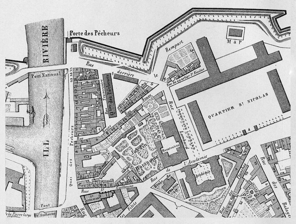 ancien emplacement du Jardin Botanique vers 1850